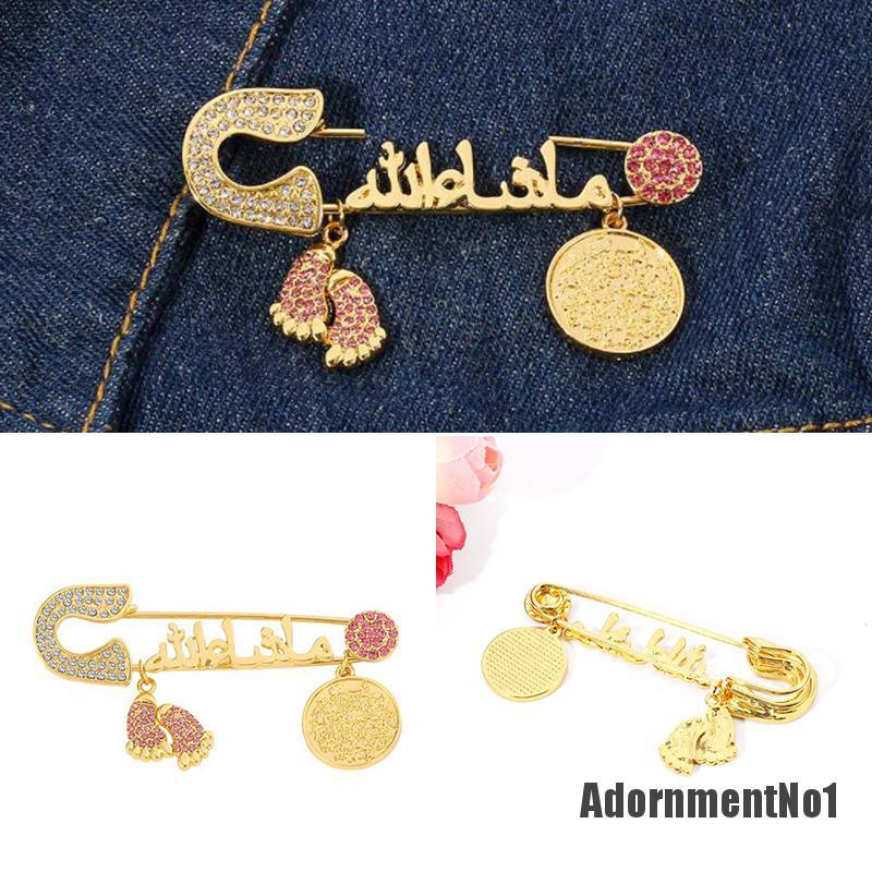 (Adornmentno1) Bros Pin Desain Huruf Arab Hias Kristal Berlian Imitasi Untuk Wanita Muslim