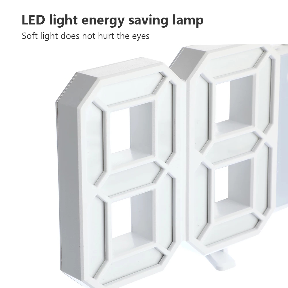 Otomatis Digital Kantor Ruang Tamu Kontrol Suara Pajangan Dekorasi Suhu Lampu LED 3D Meja Table Clock Kalender Tanggal Jam Weker Dinding Modern