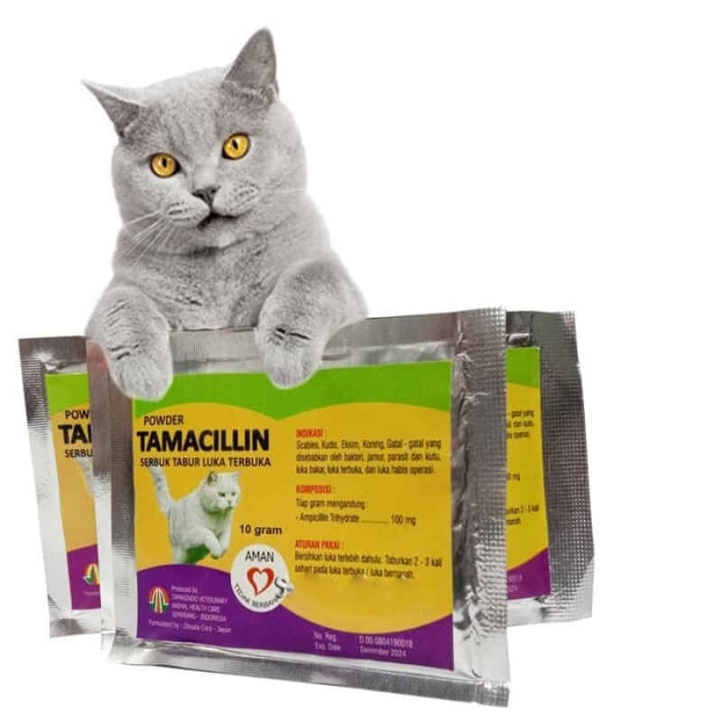 Obat Luka Kucing, cakar luka bakar Tamacillin Powder 10gr