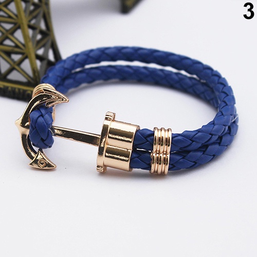 Hu Hu Hu Hu Hu Alat Bantu Pasang Kacamata♡ Gelang Tangan Kulit Imitasi Banyak Lapis Aksen Jangkar Handmade Untuk Unisexpriawanita