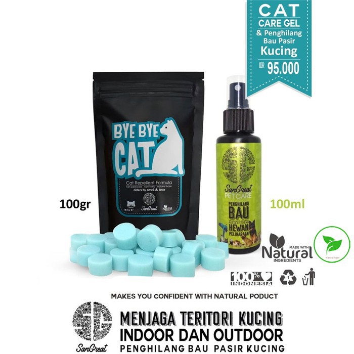 Paket teritori kucing gel 100 gr &amp; penghilang bau pasir kucing