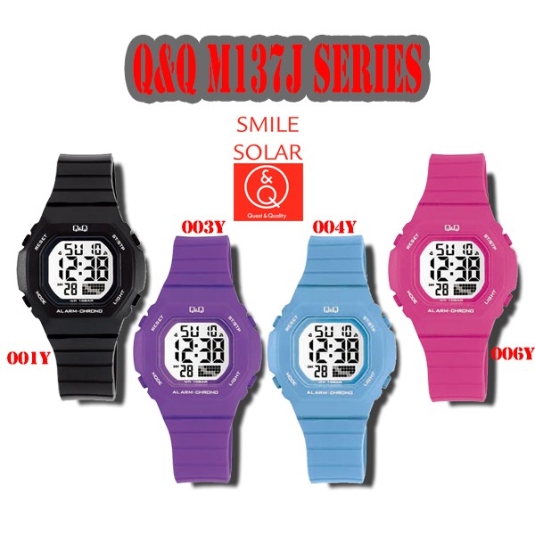 SALE Jam Tangan Unisex  Casual Sporty Rubber Digital Original Q&amp;Q QNQ QQ M137 M137J Series