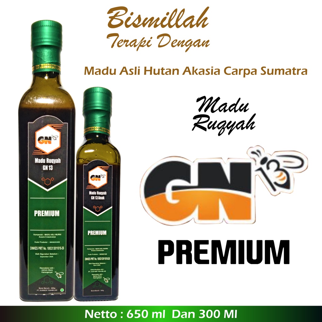 Madu Ruqyah GN 13 | Madu Murni GN Tiga Belas Dewasa Dan Anak | Madu Gus Nur 650 ml Dan 300 ml