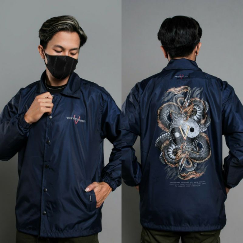 [VERTROUWEN] Jaket Coach Pria Distro Original Japan Series Yinyang Navy