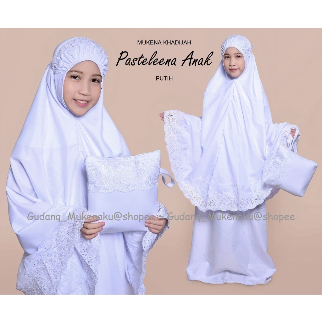 Gudang_mukenaku Mukena Anak ( 8-12 th) Pasteleena by Siti Khadijah Dalanova Terbaru Exclusive 2020