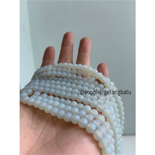 batu 6mm moonstone DOFF opalite akik tembus senter rencengan LANGKA