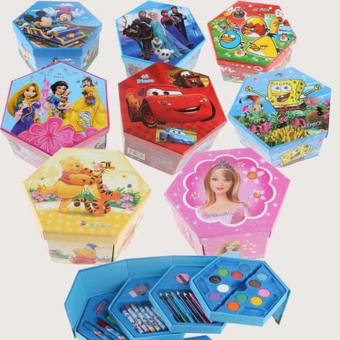 

me266 Crayon set segi 6 enam 46pcs 46 macam warna color mewarnai