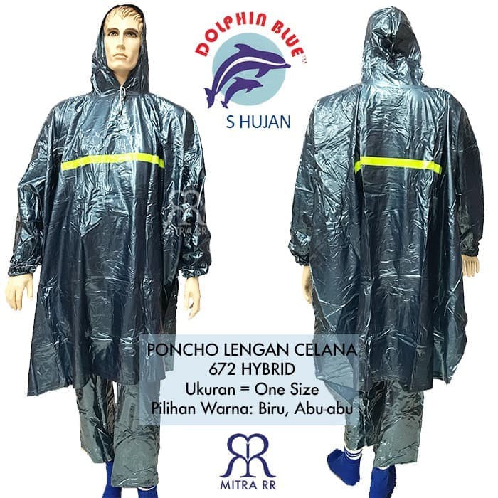 Jas Hujan Ponco Lengan Celana (Setelan) TERMURAH Hybrid Big Size by Dolphin Blue 672 Batman + Celana