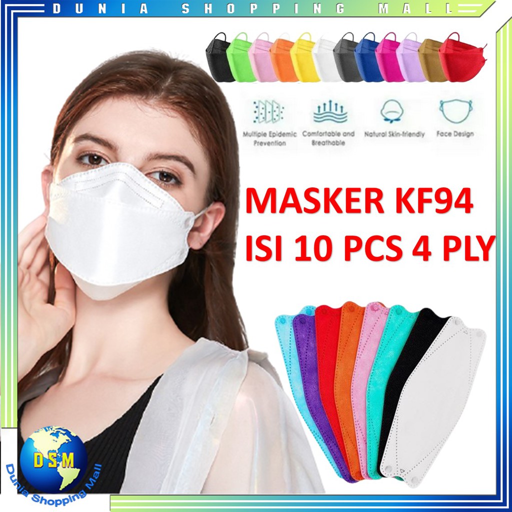 DSM Masker KF94 Kemasan Plastik 4 Ply Isi 10 Pcs Protective Mask Kesehatan 4Ply Masker Medis