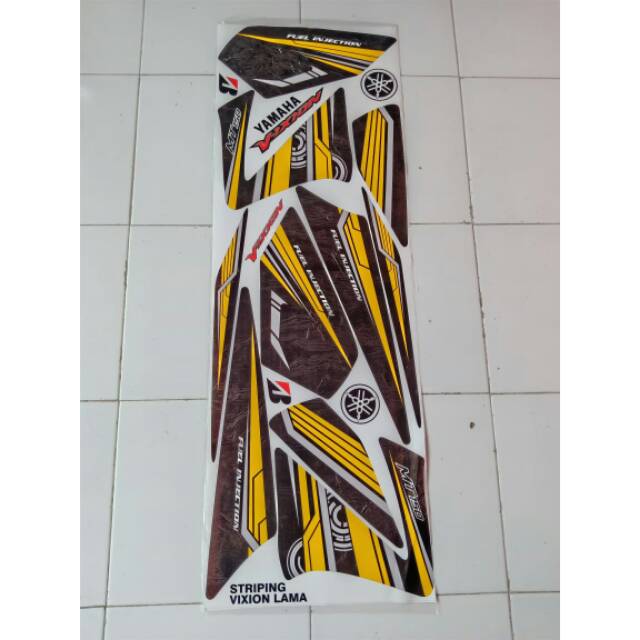 Striping sticker variasi yamaha vixion old grfis hitam kuning