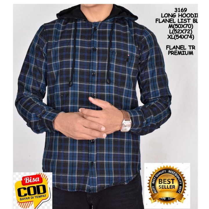 KEMEJA HOODIE PRIA/KEMEJA LENGAN PANJANG PAKE KUPLUK/KEMEJA FLANEL ORIGINAL PRIA