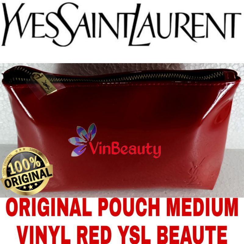 OriginaL Pouch Medium Vinyl Red YSL Beaute Murah
