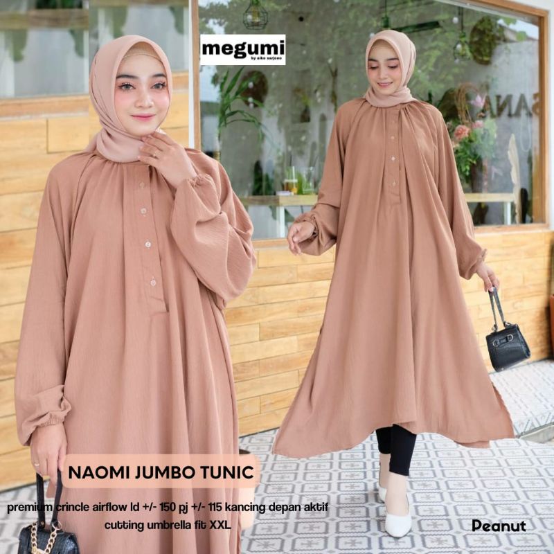LD 150 Baju Atasan Jumbo NAOMI JUMBO TUNIK bahan Crincle Airflow