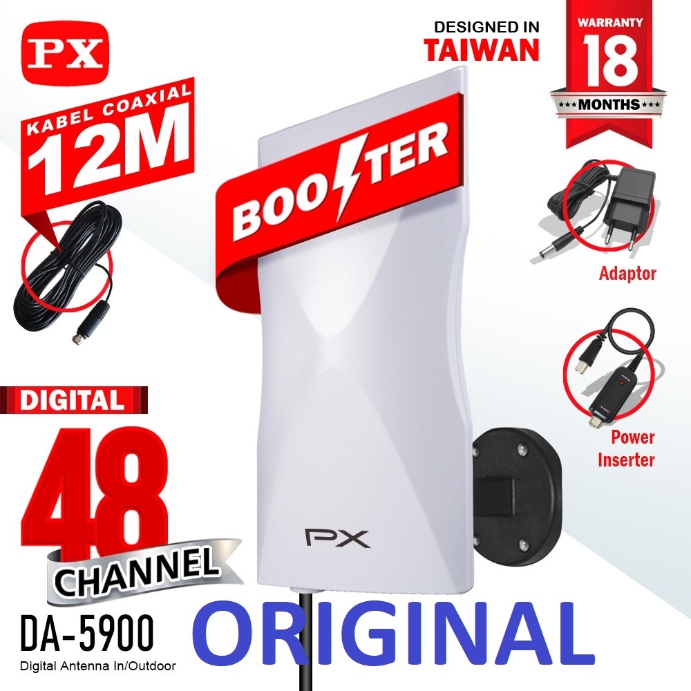 PX DA-5900 Antena TV Digital dan Analog Super BOOSTER bonus Kabel 12M ANTENA Indoor Outdoor STB bisa