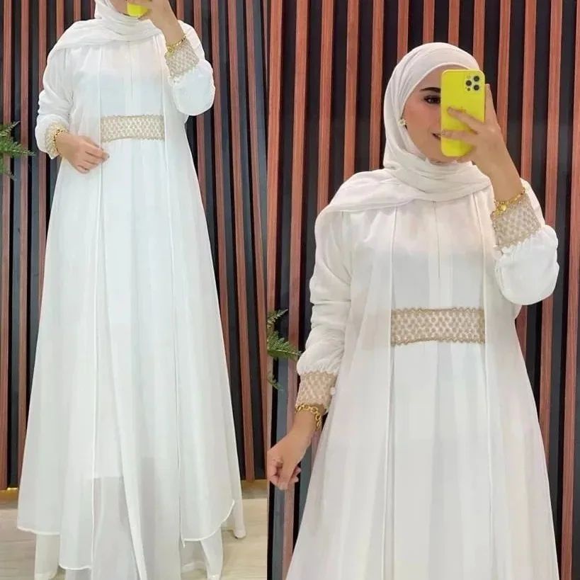 COD Hilya Dress Ceruty Babydoll Mix Brukat / Gamis Kondangan Jumbo M L XL XXL LD 100 105 110 115 / Salsa Dress Ceruty Babydoll Mix Renda / Dress Kondangan Terbaru 2023 / Gamis Malaysia Kekinian / Fashion Wanita Muslimah / Busana Muslim Wanita Terlaris