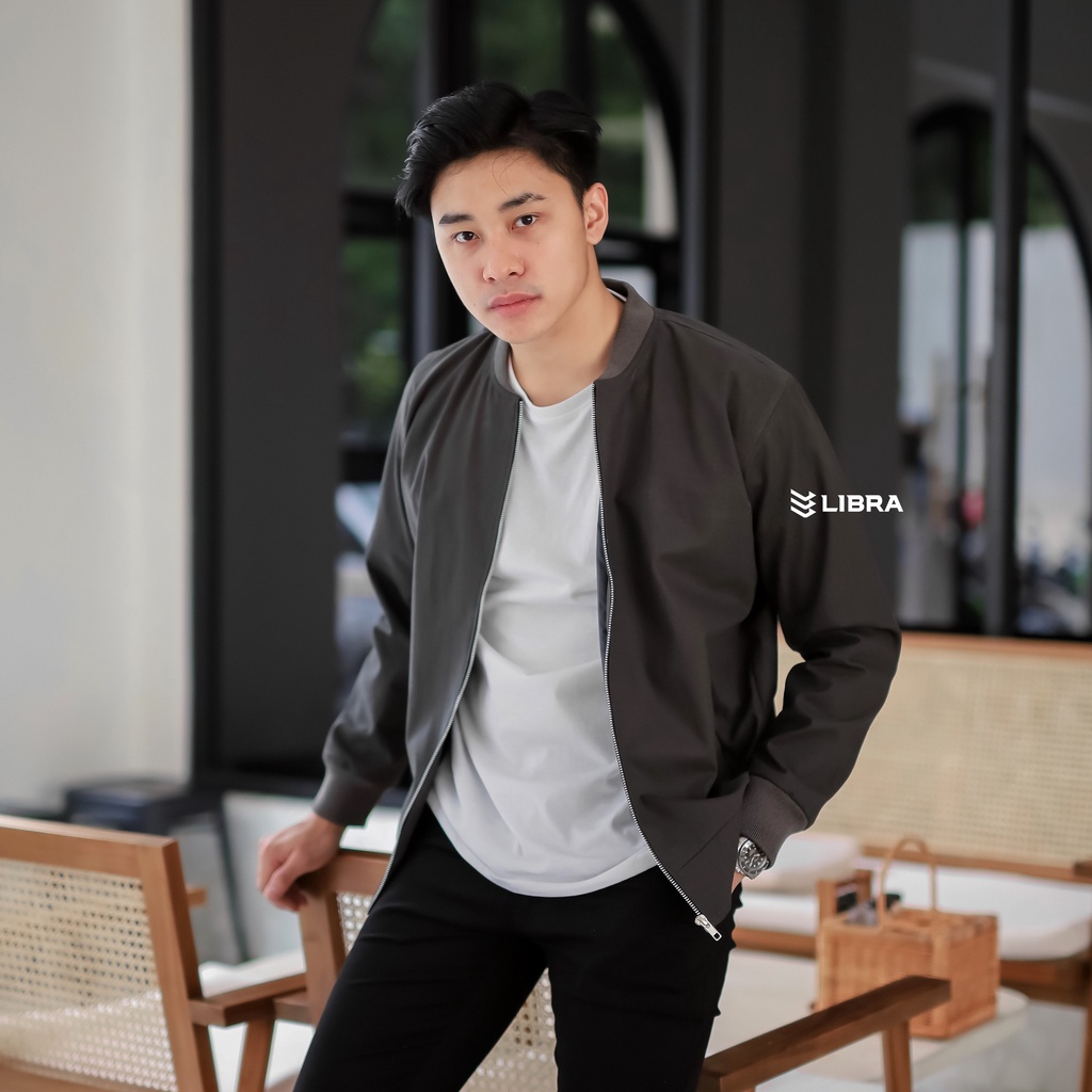 Libra Jaket Canvas Bomber Pria Premium-Grey Old