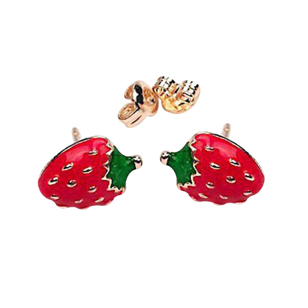 Anting Stud Desain Buah Strawberry Semangka Kumbang Untuk Wanita