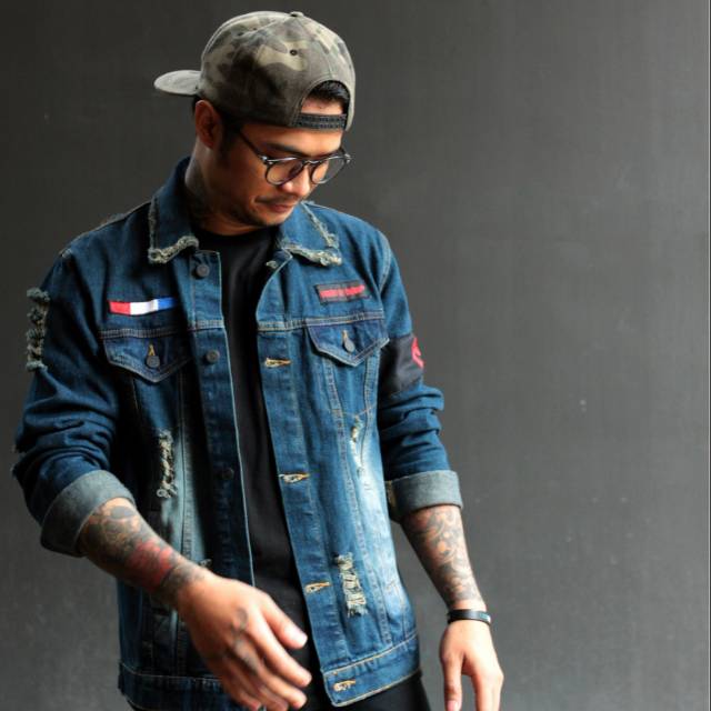JAKET JAPANESE RIPPED LOD - JAKET JEANS ORIGINAL - JAKET EMBLEM BORDIR