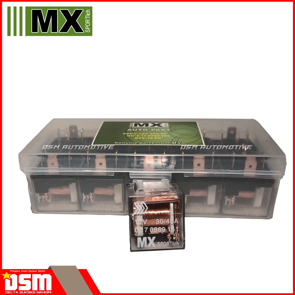 Relay MX Transparan 4 Kaki  4 Pin 12V 40 A Genuine Part form MX auto part