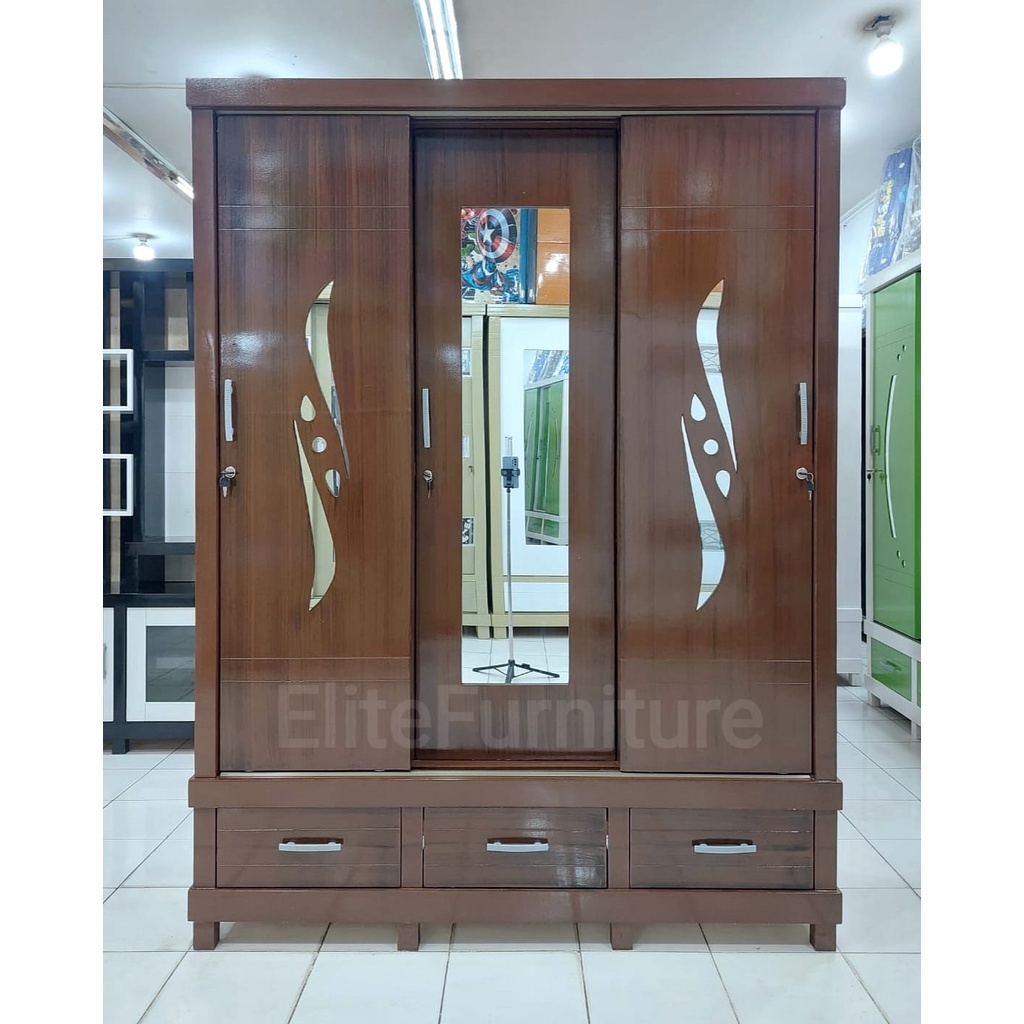 Lemari Pakaian Sleding / Lemari Baju Gamis Sleding / Lemari Pakaian 3Pintu / Lemari Pakaian Baju 3Pi