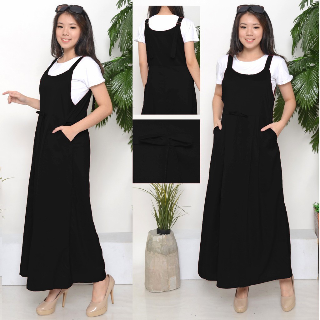 QUEEN FASHION OVERALL AGNES / HITAM / MAROON / CREAM