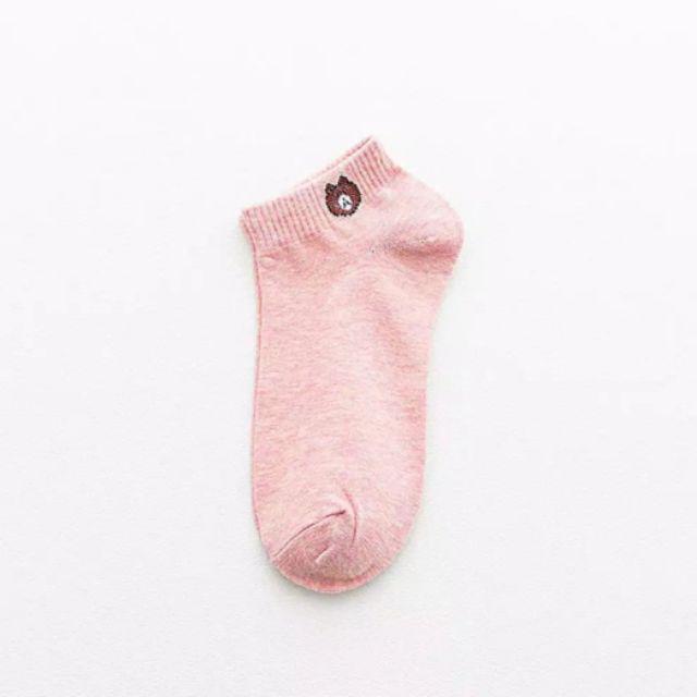 Kaos Kaki Wanita Motif Beruang TOSERBA GALERY-Pink