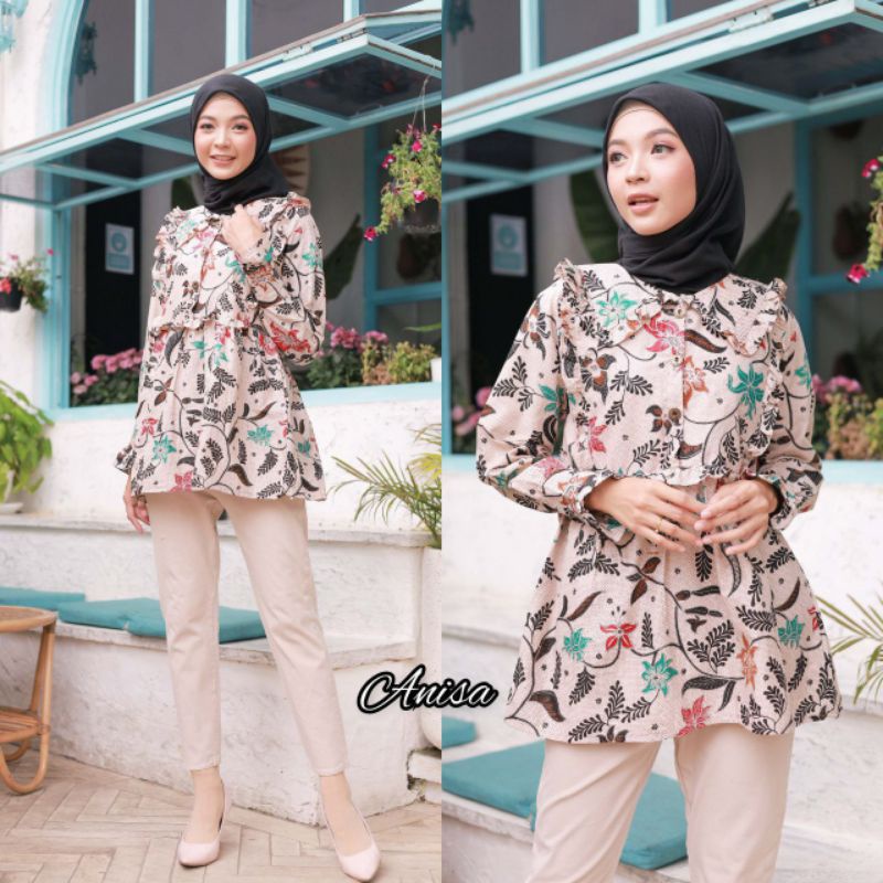 Atasan Batik Wanita Kekinian Dolbi Dobby Doby Dobi Tenun Sutra Halus Katun ATBM-Anisa Salju