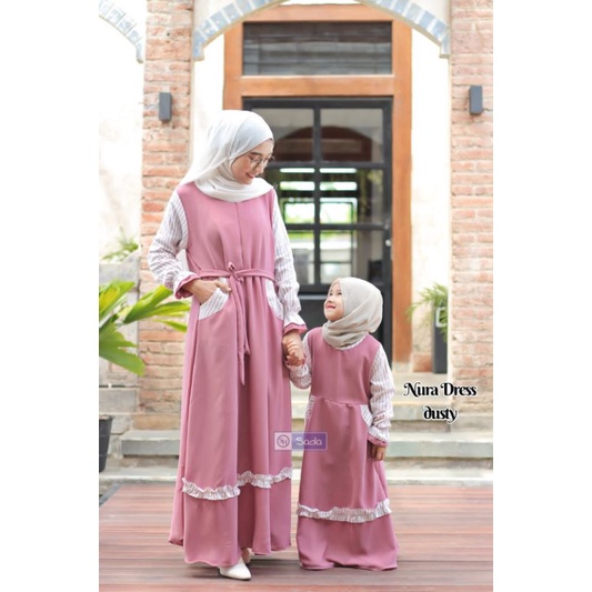 Naura dress couple wollycrepe original sada hijab / gamis anak sada hijab