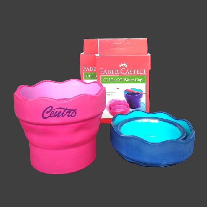 

READY STOCK! - FABER CASTELL CLIC&GO WATER CUP BRUSH HOLDER FOLDABLE TEMPAT AIR ELAST