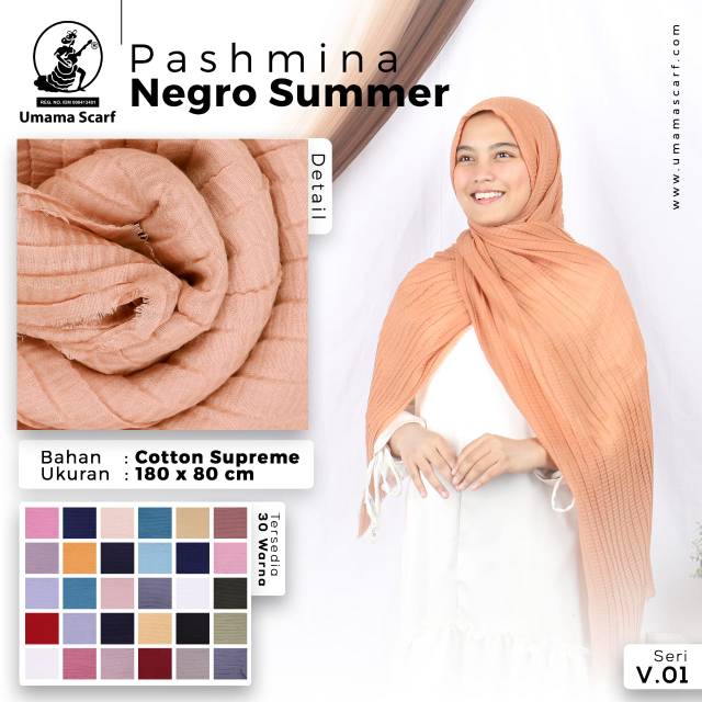 PASHMINA NEGRO SUMMER BY UMAMA / PASHMINA BAHAN KUSUT / UMAMA SCARF