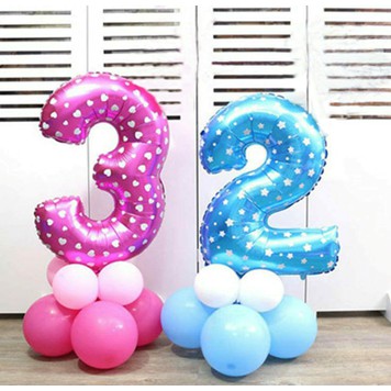 BalonDekor BD020 Paket Balon Angka Standing Set - Dekor ulang tahun anak - angka ukuran Jumbo 100cm