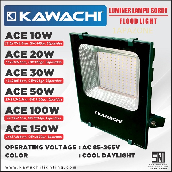 Lampu sorot/ Led Flood Light 100WATT ACE KAWACHI