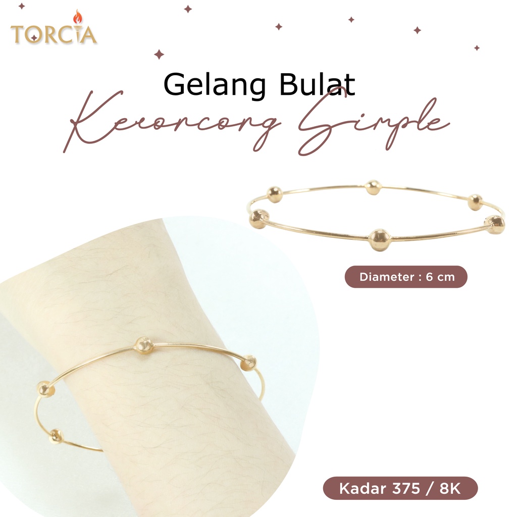 Gelang Bulat Emas Asli Keroncong Simple Kadar 375 Torcia