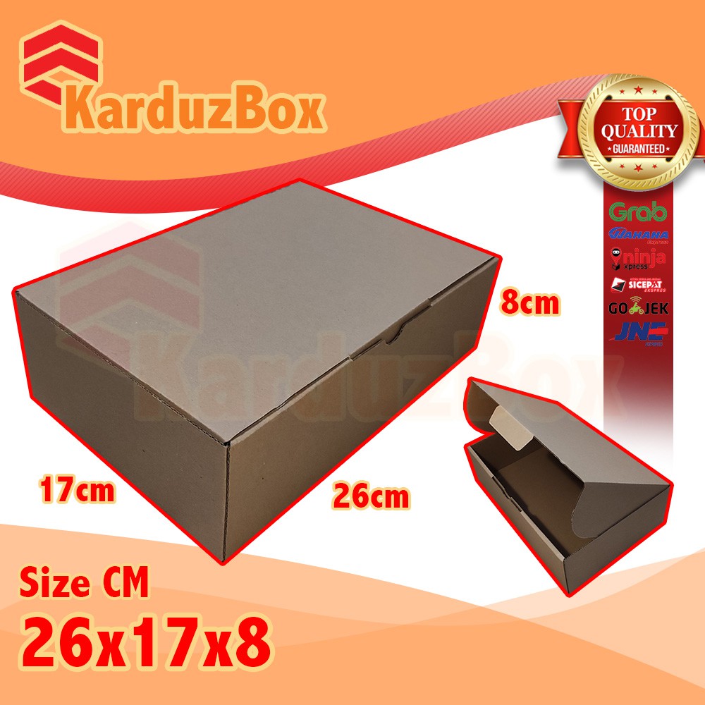 

26x17x8 kotak Kardus Packing Box Pizza, box hampers, box kado, kardus diecut polos