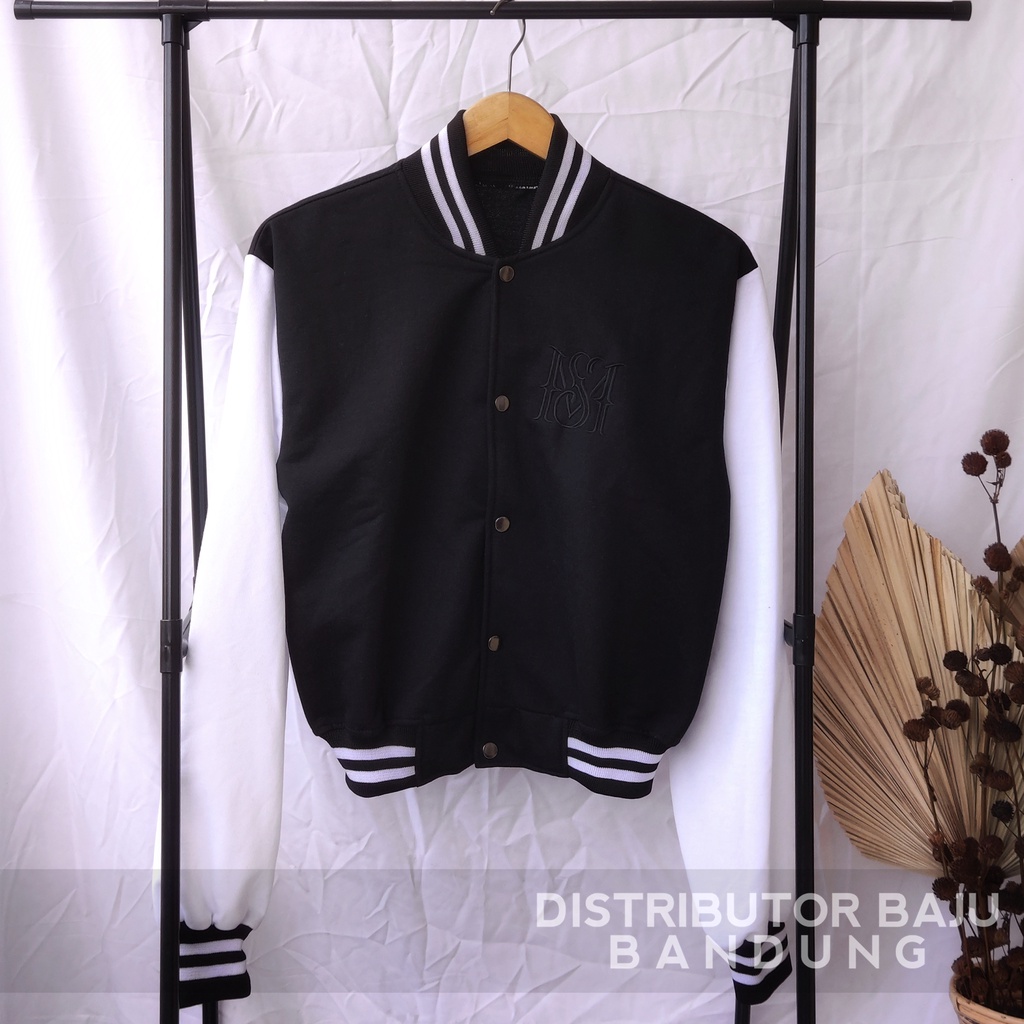 Jaket Baseball Crop | Korean Style Varsity | Pakaian Wanita | Jaket Wanita | Bahan Fleece | Allsize-5
