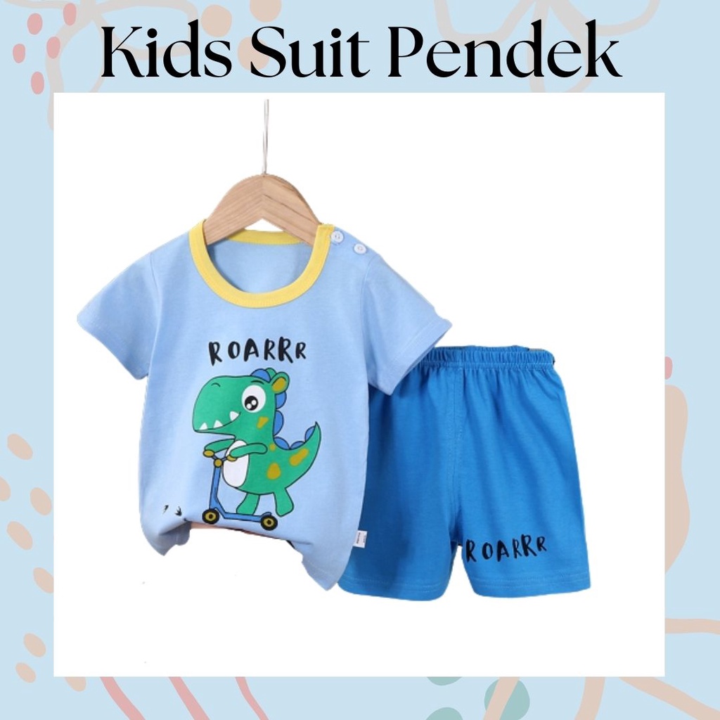 LittleAaron KIDS SUIT PENDEK Setelan Anak Bahan Kaos Lengan + Celana Berkualitas Import ebv cewek new10