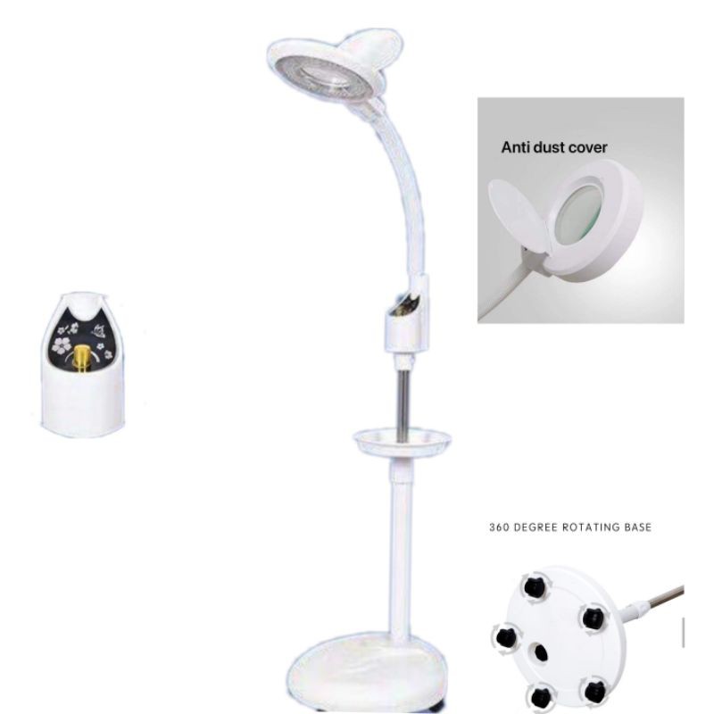 Lampu facial led roda dimming kaca pembesar sangat fleksibel klinik kecantikan magnifiying lamp