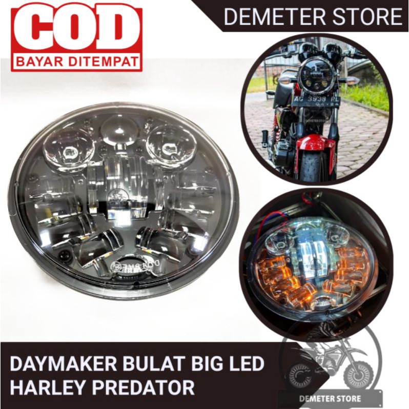 Lampu Depan Motor Daymeker Bulat Big Harley Daymaker LED Predator Motorcycle Headlamp