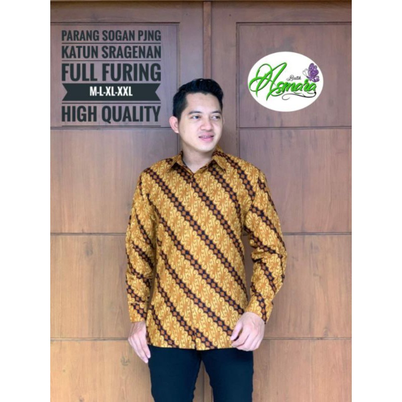 Kemeja Batik Lengan Panjang Pria PARANG SOGAN PANJANG Bahan Katun Full Furing