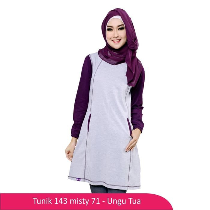 TUNIK DEWASA 100% BAHAN KATUN I MUTIF MODEL 143 - UNGU TUA