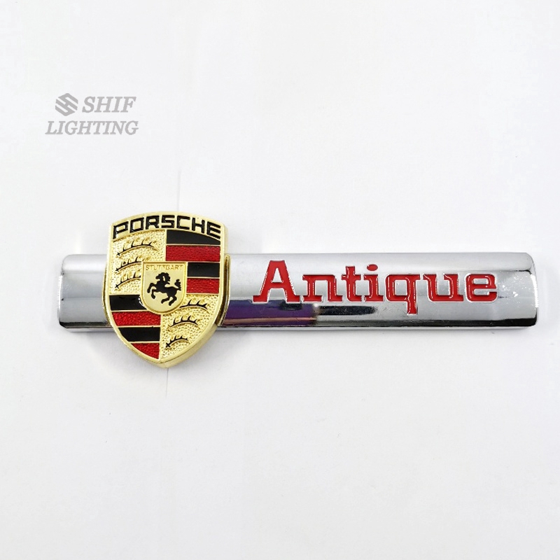 1pc Stiker Emblem Logo Kuda PORSCHE Antik Bahan Metal Warna Emas Untuk Dekorasi Mobil