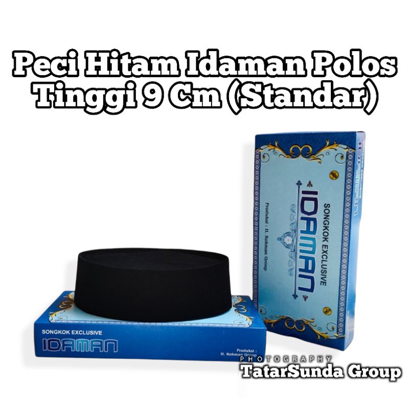 Promo Peci Hitam Songkok Kopiah Nasional Hitam Polos Non AC Ukuran Anak Dan Dewasa Merek Idaman Peci Tinggi 6 Cm 7 Cm 8 Cm 9 Cm