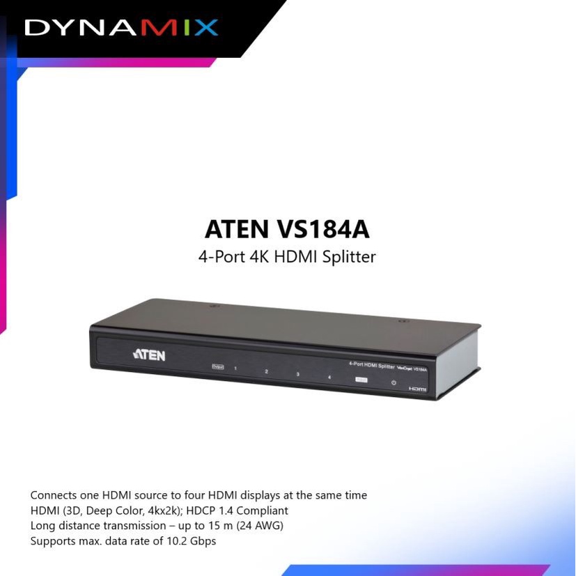 ATEN VS184A 4-Port 4K HDMI Splitter GARANSI RESMI | 4 port 4K HDMI spliter