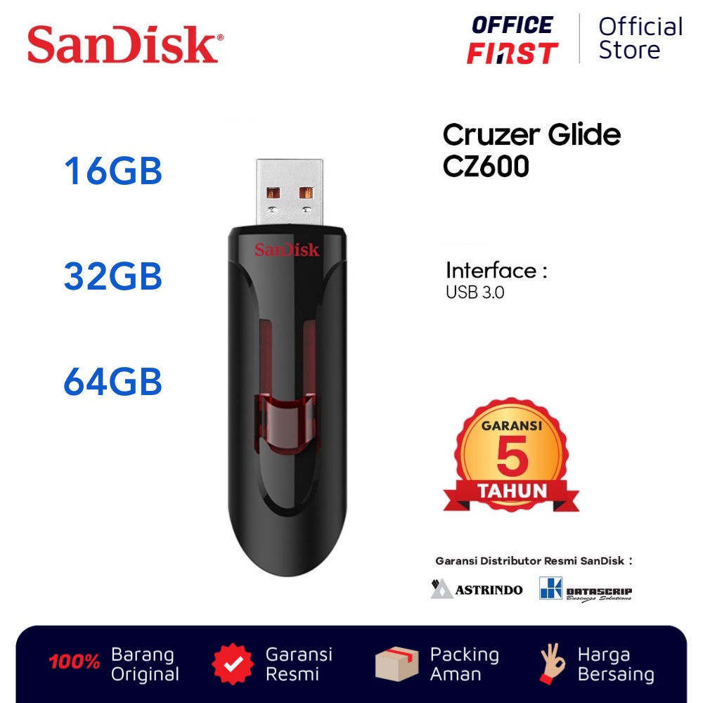 SanDisk CZ600 Cruzer Glide Ultra USB 3.0 16 32 64 GB Flash Disk Drive