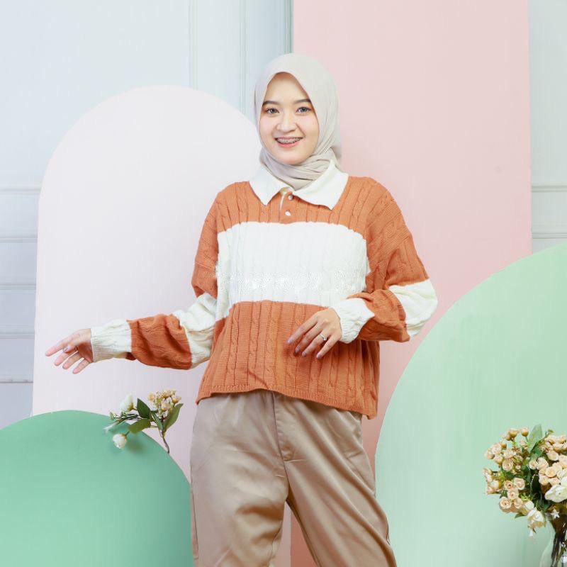 Belleza Outlet baju rajut Cardigan rajut atasan wanita Fuji Cable