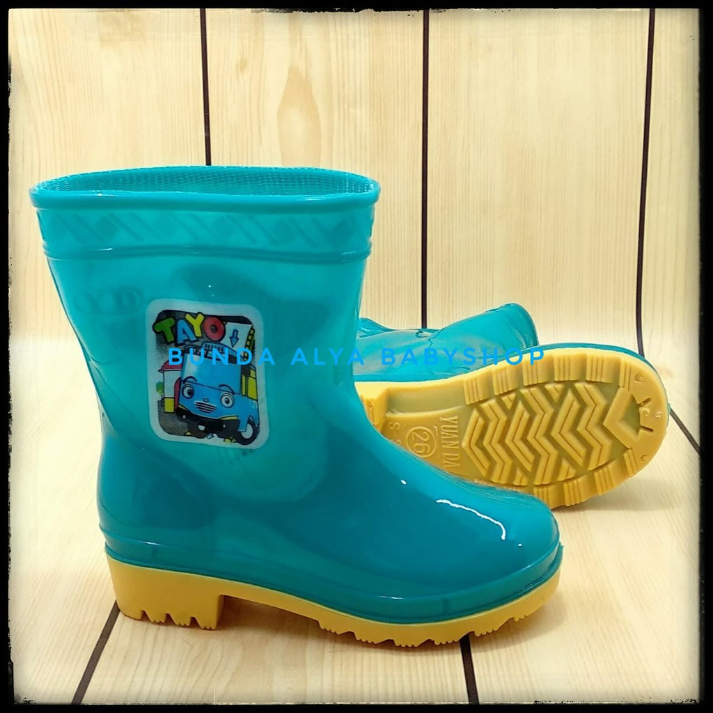 Sepatu Boots Air Anak Motif Kartun Musim Hujan Bahan Karet Terbaru Sepatu Boots Air Anak Laki Laki 1 - 4 Tahun Bus Lengkap SIze Sepatu Boots Hujan Anak Cowok Tahan Air Hijau Size 26 - 35