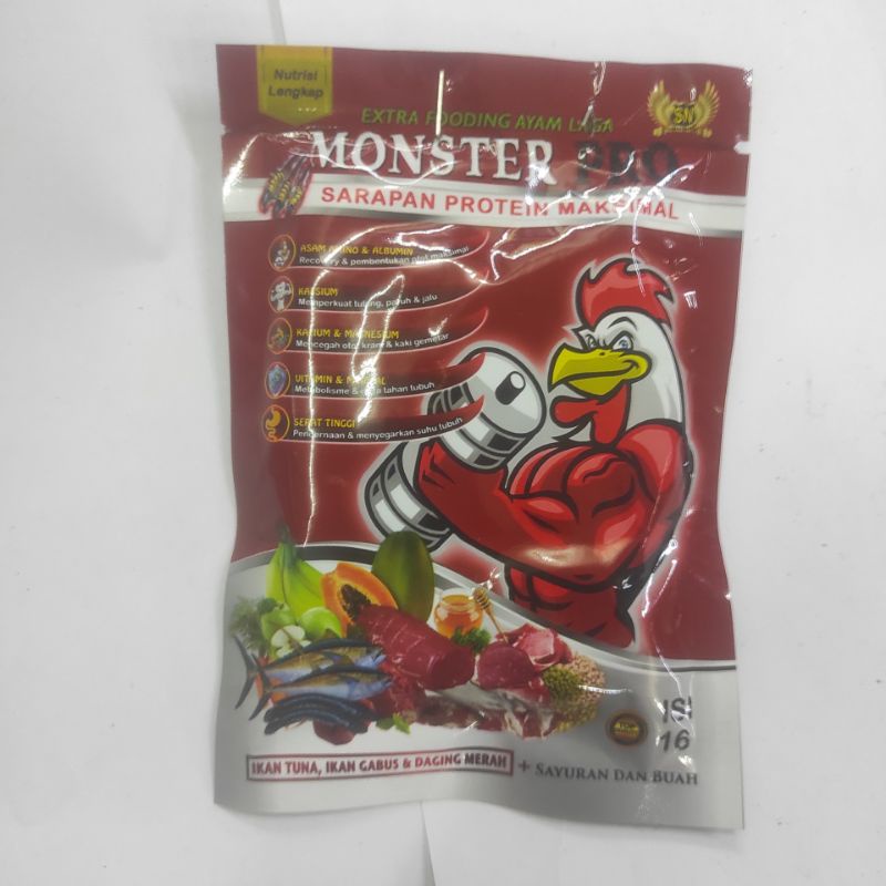 monster pro sn ekstra fooding ayam aduan isi 20 nutrisi lengkap