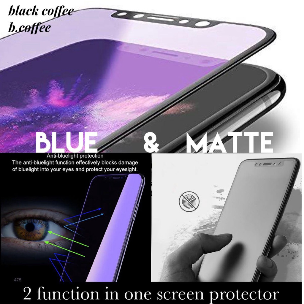 MATTE dan ANTI BLUE LIGHT FULL TEMPERED GLASS IPHONE 12 / 12 PRO / 12 MINI / 12 PRO MAX / IPHONE 11 / 11 PRO / 11 PRO MAX / IPHONE XR / X / XS / XS MAX