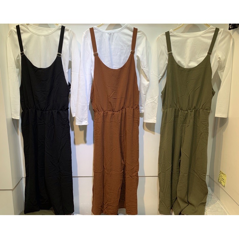 Basic Long Jumpsuit With Inner / Set Wanita Jumpuit Import Murah