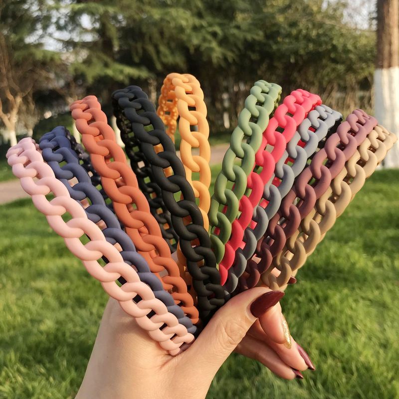 Korean Candy Color Plastic Serrated Headband Student Chain Simple Frosted Hairband Woman Hair Accessories